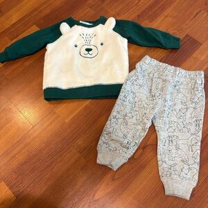 Carter's White and Green Fuzzy Sweater